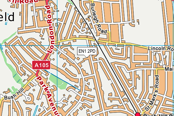 EN1 2PD map - OS VectorMap District (Ordnance Survey)