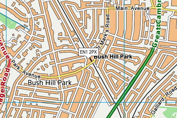 Springs Womens Fitness & Tanning Centre (Enfield) (Closed) map (EN1 2PX) - OS VectorMap District (Ordnance Survey)