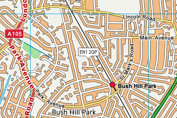Bush Hill Park Bowls Tennis & Social Club map (EN1 2QP) - OS VectorMap District (Ordnance Survey)