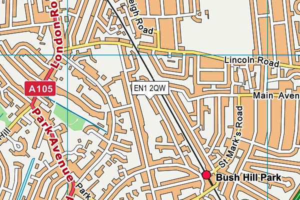 EN1 2QW map - OS VectorMap District (Ordnance Survey)