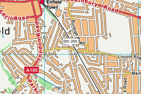 EN1 2RX map - OS VectorMap District (Ordnance Survey)