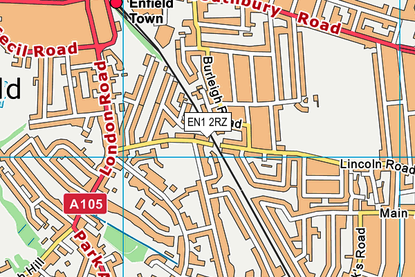 EN1 2RZ map - OS VectorMap District (Ordnance Survey)