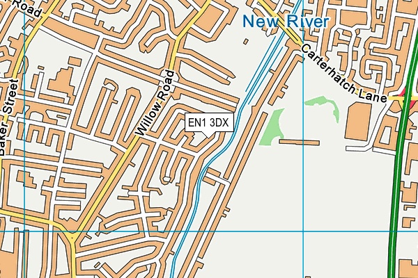 EN1 3DX map - OS VectorMap District (Ordnance Survey)