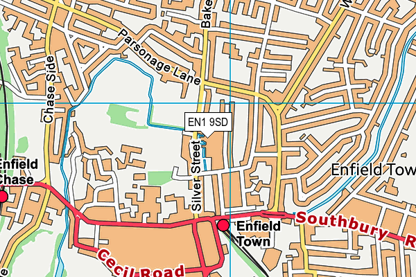 EN1 9SD map - OS VectorMap District (Ordnance Survey)