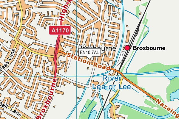 Broxbourne Recreation Ground map (EN10 7AL) - OS VectorMap District (Ordnance Survey)