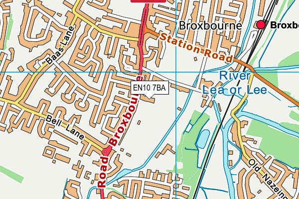Broxbourne Sports Club map (EN10 7BA) - OS VectorMap District (Ordnance Survey)