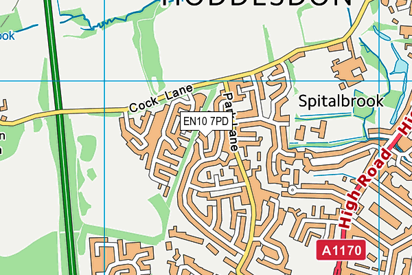 EN10 7PD map - OS VectorMap District (Ordnance Survey)