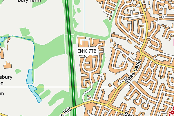 EN10 7TB map - OS VectorMap District (Ordnance Survey)