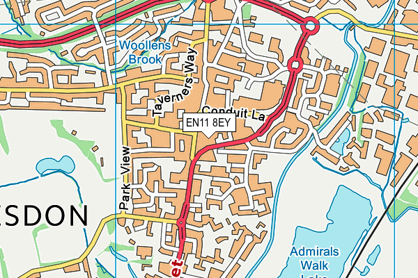 EN11 8EY map - OS VectorMap District (Ordnance Survey)