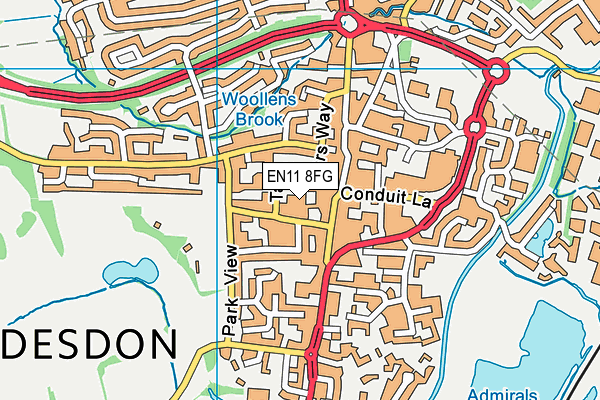 EN11 8FG map - OS VectorMap District (Ordnance Survey)