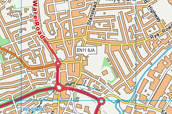 EN11 8JA map - OS VectorMap District (Ordnance Survey)