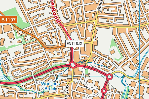 EN11 8JG map - OS VectorMap District (Ordnance Survey)