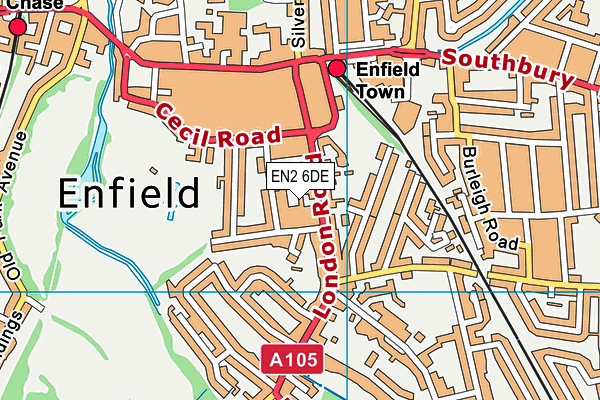 EN2 6DE map - OS VectorMap District (Ordnance Survey)