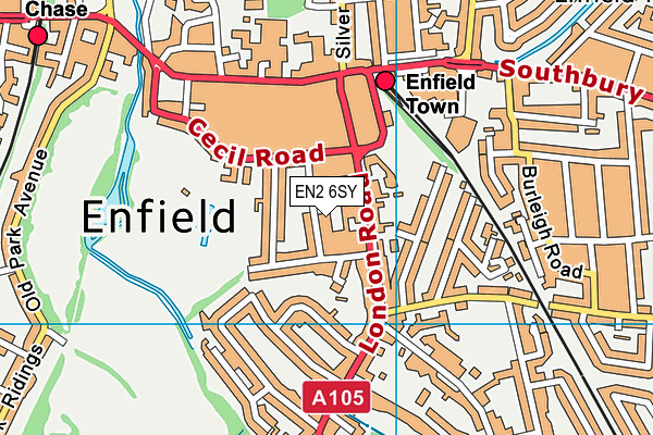 Nuffield Health (Enfield) map (EN2 6SY) - OS VectorMap District (Ordnance Survey)