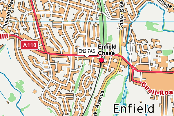 EN2 7AS map - OS VectorMap District (Ordnance Survey)