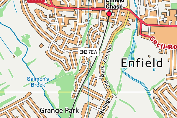 EN2 7EW map - OS VectorMap District (Ordnance Survey)