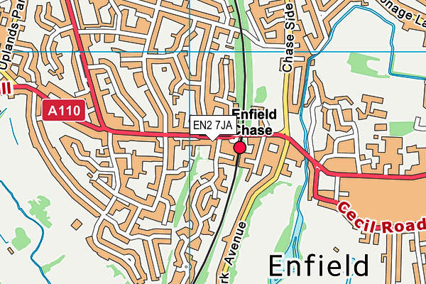 EN2 7JA map - OS VectorMap District (Ordnance Survey)