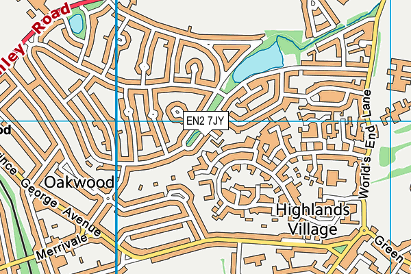 EN2 7JY map - OS VectorMap District (Ordnance Survey)