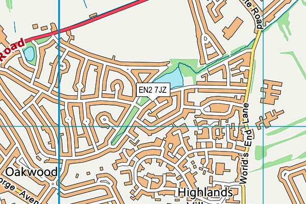EN2 7JZ map - OS VectorMap District (Ordnance Survey)