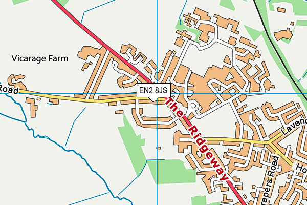 EN2 8JS map - OS VectorMap District (Ordnance Survey)