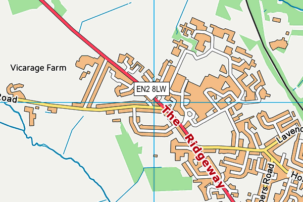 EN2 8LW map - OS VectorMap District (Ordnance Survey)