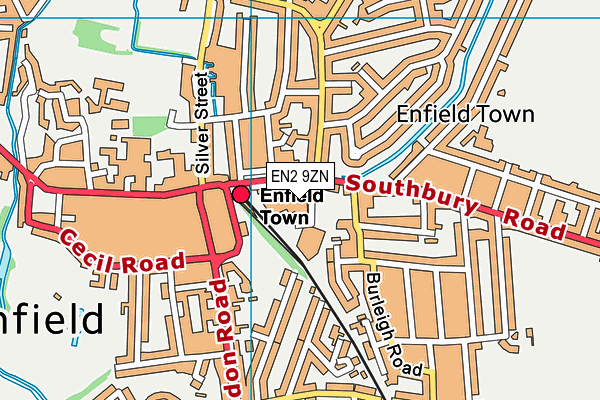 EN2 9ZN map - OS VectorMap District (Ordnance Survey)