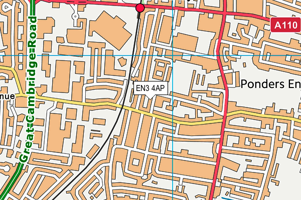 EN3 4AP map - OS VectorMap District (Ordnance Survey)