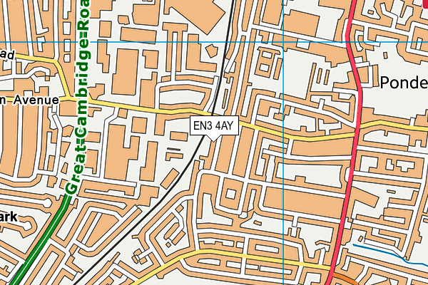 EN3 4AY map - OS VectorMap District (Ordnance Survey)