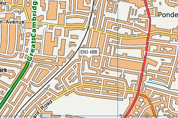 EN3 4BB map - OS VectorMap District (Ordnance Survey)