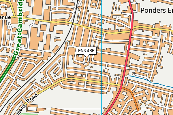 EN3 4BE map - OS VectorMap District (Ordnance Survey)