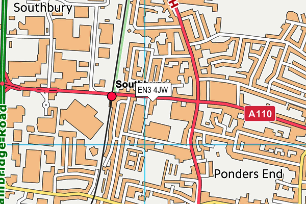 EN3 4JW map - OS VectorMap District (Ordnance Survey)