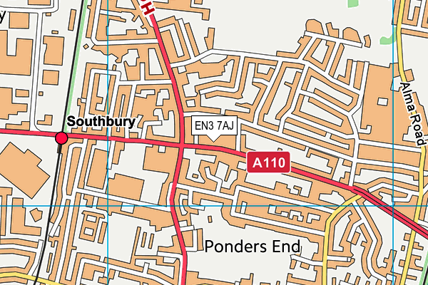 EN3 7AJ map - OS VectorMap District (Ordnance Survey)