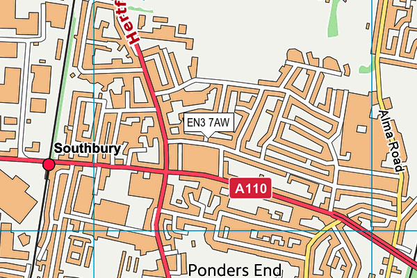 EN3 7AW map - OS VectorMap District (Ordnance Survey)