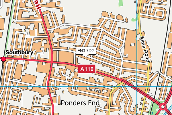 EN3 7DG map - OS VectorMap District (Ordnance Survey)