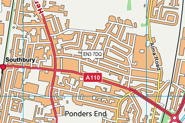 EN3 7DQ map - OS VectorMap District (Ordnance Survey)
