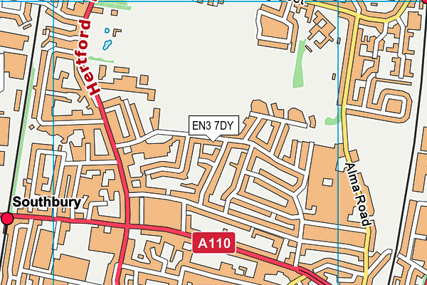 EN3 7DY map - OS VectorMap District (Ordnance Survey)