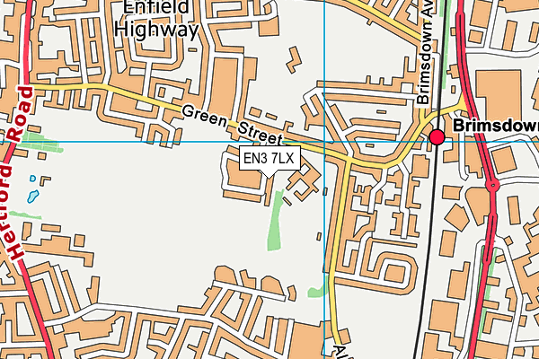 EN3 7LX map - OS VectorMap District (Ordnance Survey)
