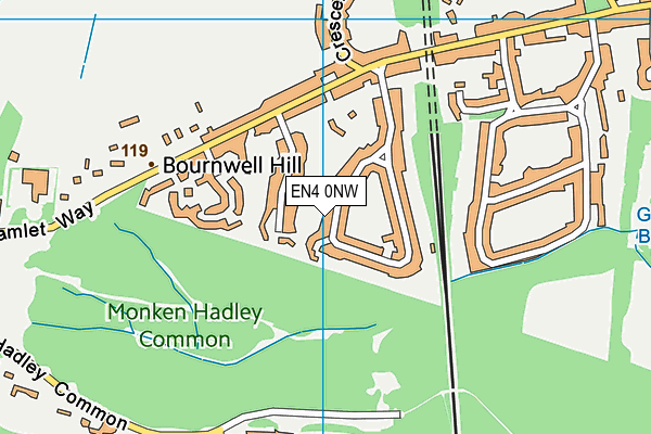 EN4 0NW map - OS VectorMap District (Ordnance Survey)