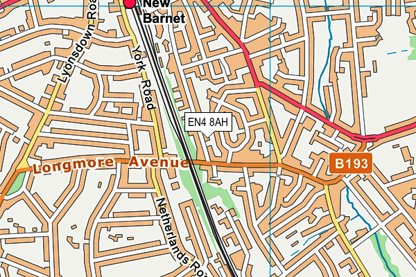 EN4 8AH map - OS VectorMap District (Ordnance Survey)