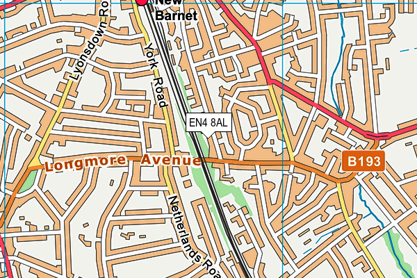 EN4 8AL map - OS VectorMap District (Ordnance Survey)