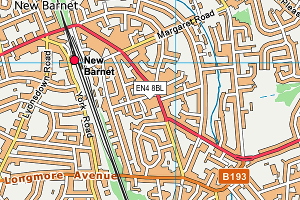 EN4 8BL map - OS VectorMap District (Ordnance Survey)