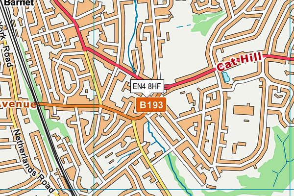 EN4 8HF map - OS VectorMap District (Ordnance Survey)