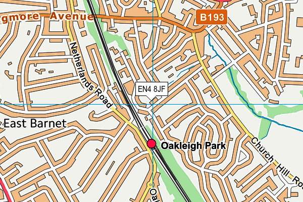 EN4 8JF map - OS VectorMap District (Ordnance Survey)