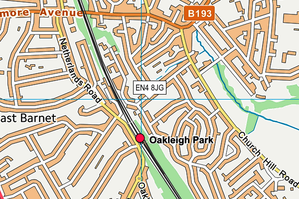 EN4 8JG map - OS VectorMap District (Ordnance Survey)