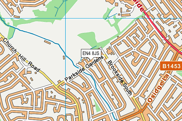 Oak Hill Park (Barnet) map (EN4 8JS) - OS VectorMap District (Ordnance Survey)