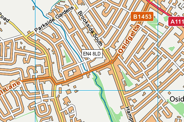 EN4 8LD map - OS VectorMap District (Ordnance Survey)