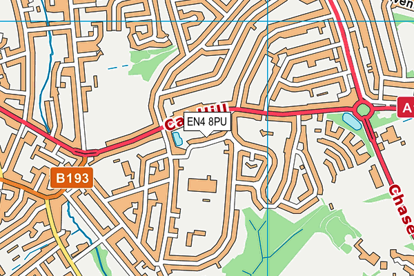 EN4 8PU map - OS VectorMap District (Ordnance Survey)