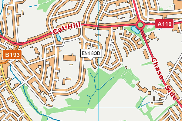 EN4 8QD map - OS VectorMap District (Ordnance Survey)