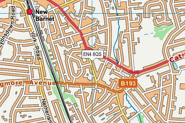 EN4 8QS map - OS VectorMap District (Ordnance Survey)