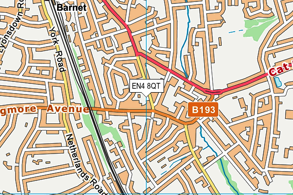 EN4 8QT map - OS VectorMap District (Ordnance Survey)